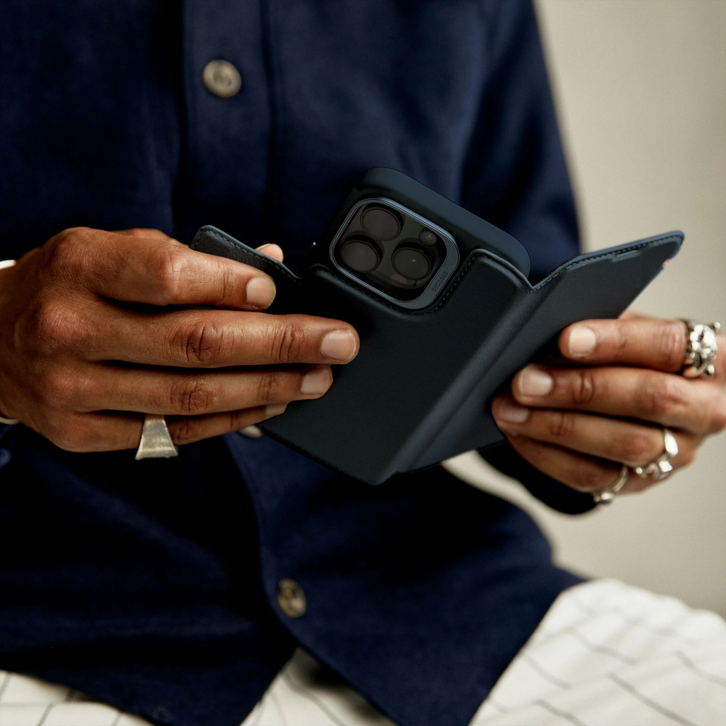 Leather Detachable Wallet Case | Navy Blue | iPhone 16 Pro | D25IPO16PDW5NY - Image 3