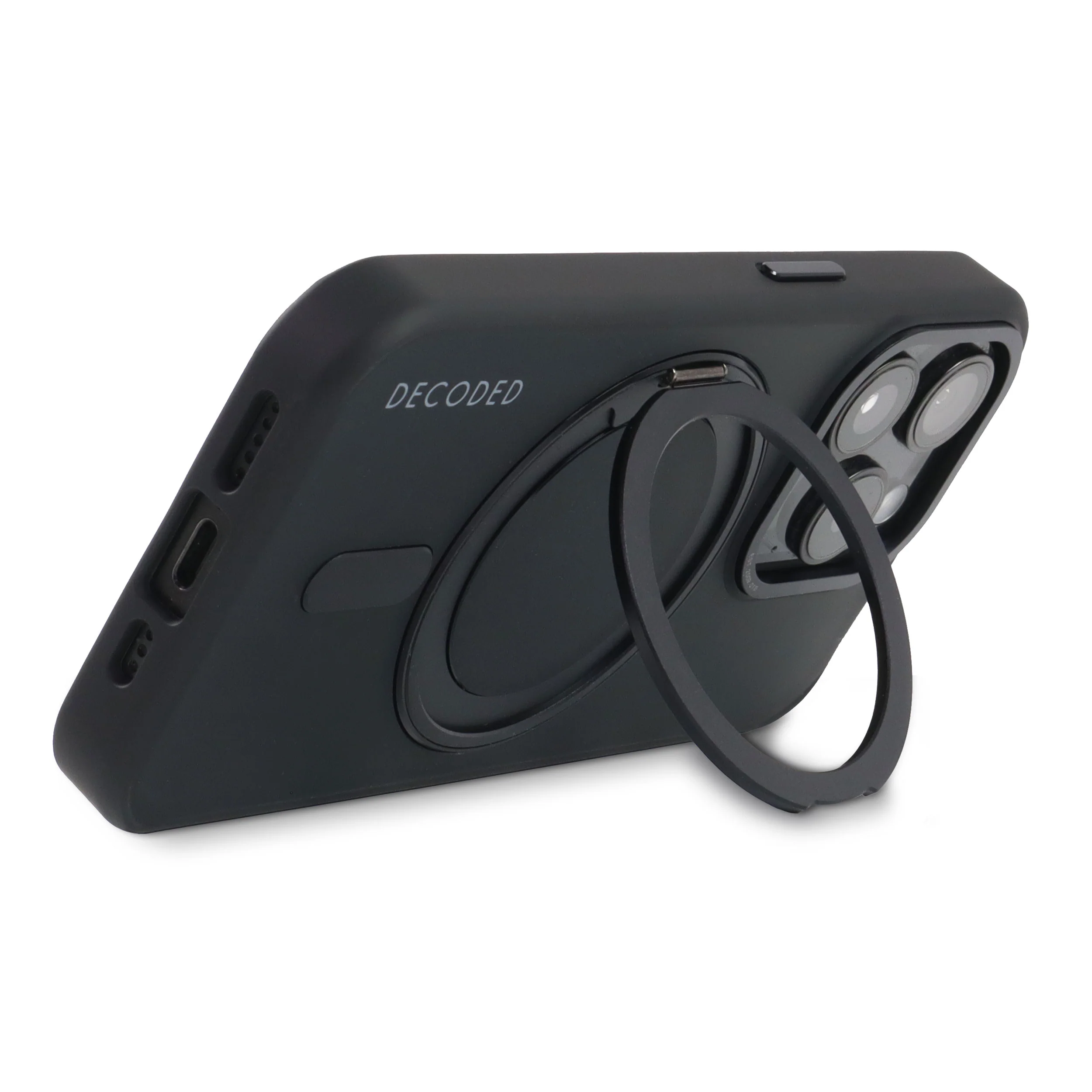 Recycled Plastic Transparent Loop Stand Back Case | Transparent Black | iPhone 15 Pro Max | D24IPO15PMLSBC1FK - Image 6